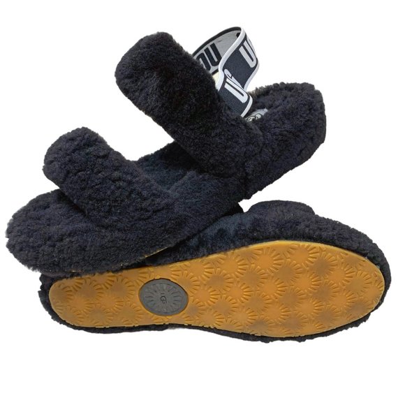 UGG 1107953 Oh Yeah‎ Black Sheepskin Slingback Slide Sandals - Picture 8 of 12